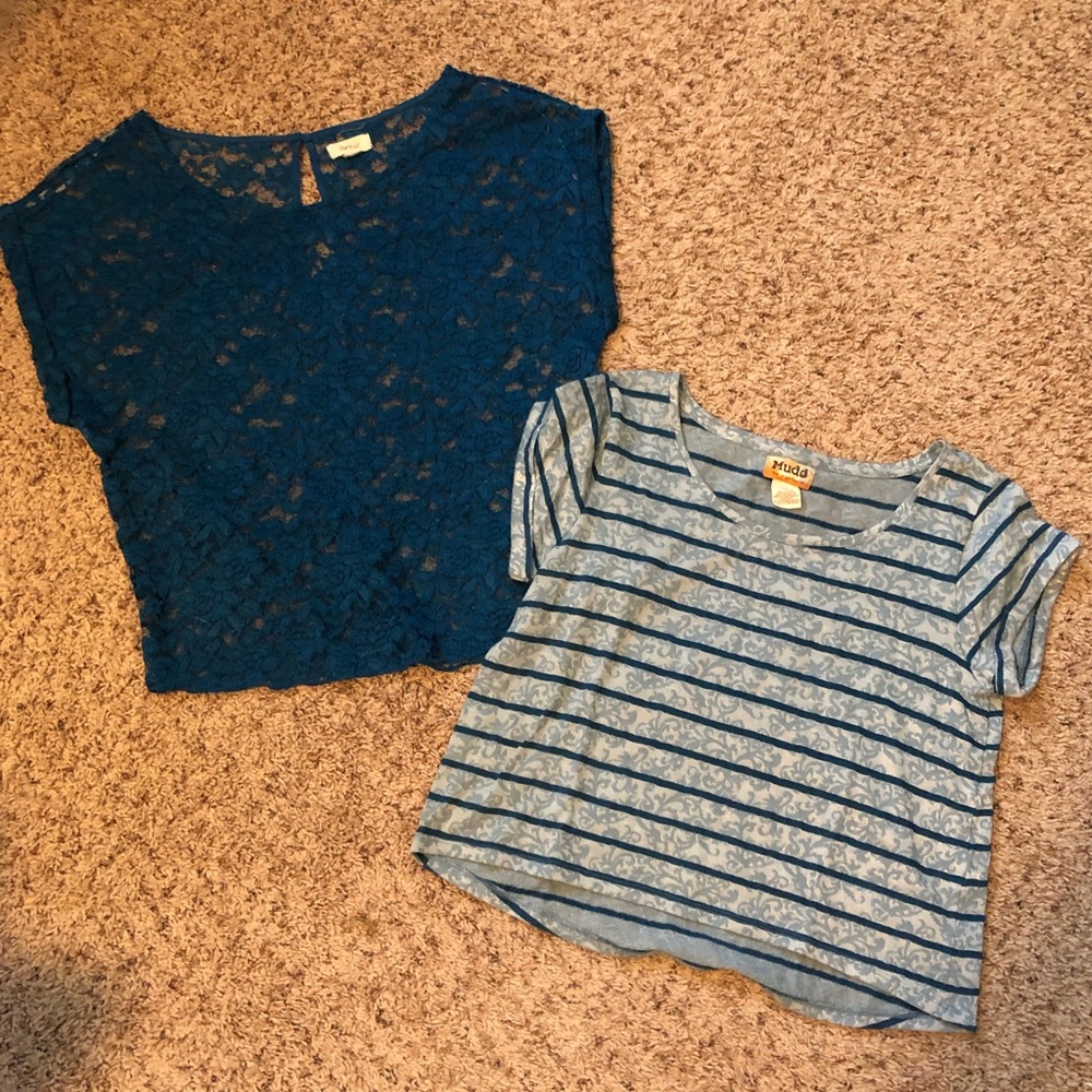 Set of TWO Blue Lace Tops